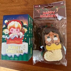 Pop Mart Bunny Christmas blind box figurine + Crybaby holiday pendant